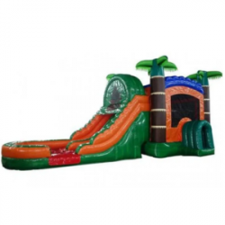 Tropical Bounce House With Dual Lane Slide DRY