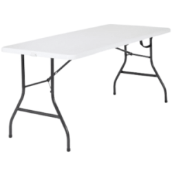 8ft White Folding Tables For Rent - The Waterslide Guys