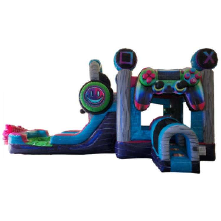 Glitch Video Gamer Bounce House With Dual Lane Slide (DRY) Glitch Video Gamer Bounce House With Dual Lane Slide