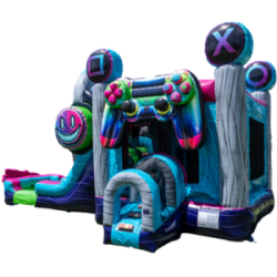 Glitch Video Gamer Bounce House With Dual Lane Slide - The Waterslide Guys
