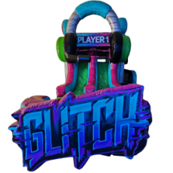 Glitch Video Gamer Bounce House With Dual Lane Slide (DRY) Glitch Video Gamer Bounce House With Dual Lane Slide For Rent Omaha Nebraska