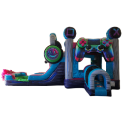 Glitch Video Gamer Bounce House With Dual Lane Slide